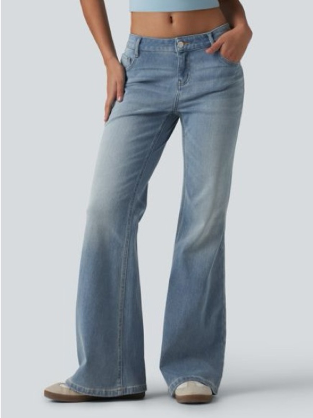 NEW HALARA Flex Low Rise Casual Flare Jeans w/ Pockets Small NWT
